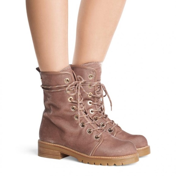 stuart weitzman velvet combat boots
